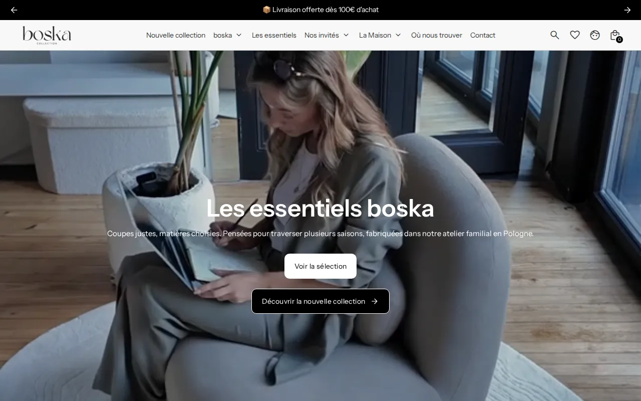 Aperçu du site BOSKA COLLECTION, BOUTIQUE DE VÊTEMENTS