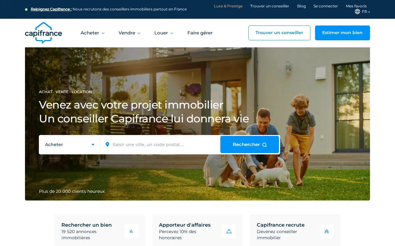 Aperçu du site CAPI FRANCE, RÉSEAU IMMOBILIER