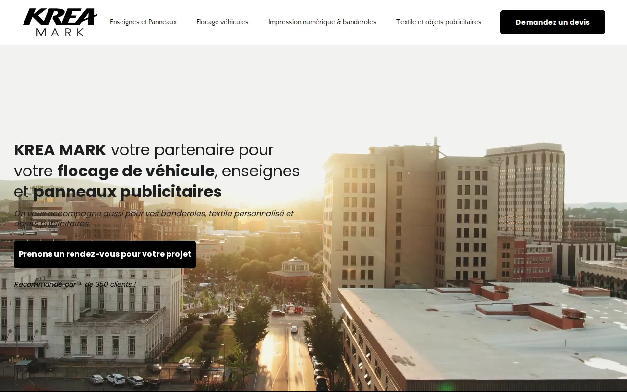 Aperçu du site KREAMARK, FLOCAGE & OBJETS PUBLICITAIRES