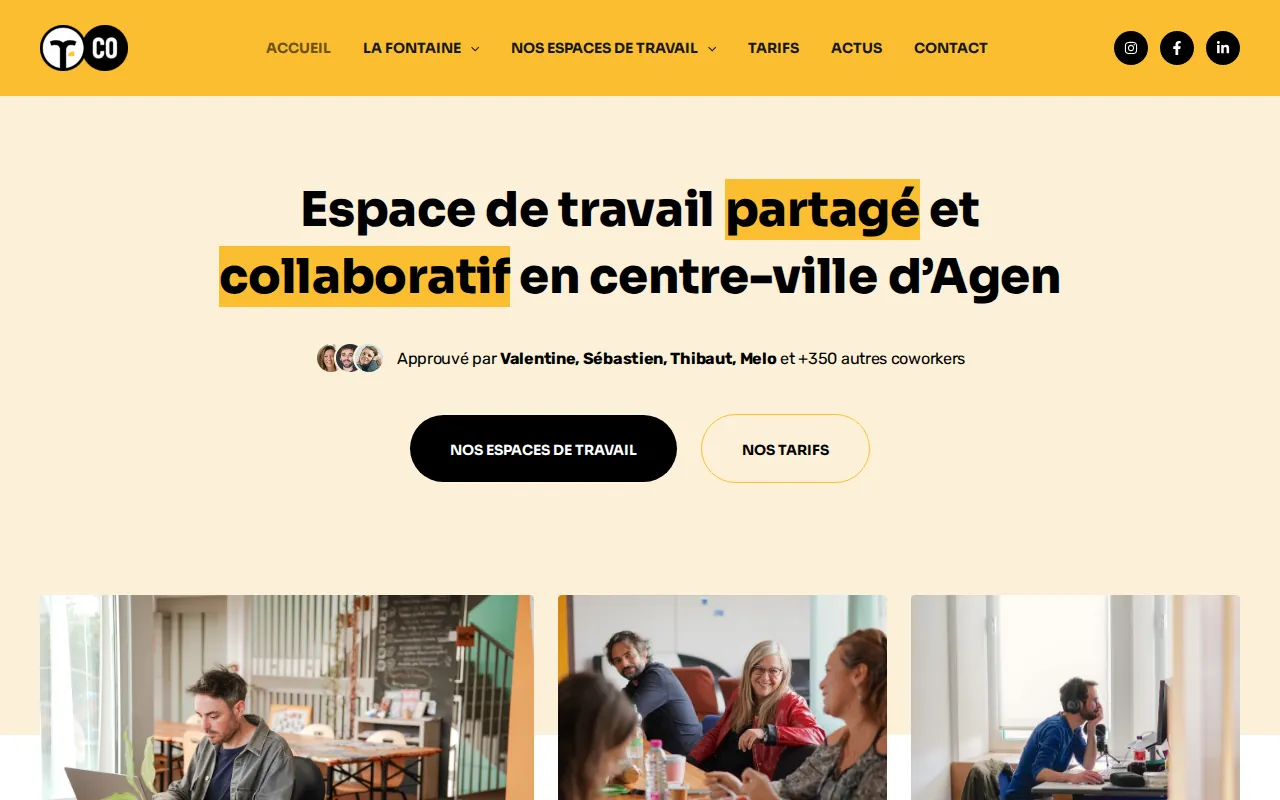 Aperçu du site LA FONTAINE COWORKING, ESPACE DE TRAVAIL