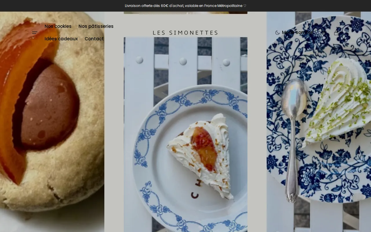 Aperçu du site LES SIMONETTES, COOKIES & PÂTISSERIE