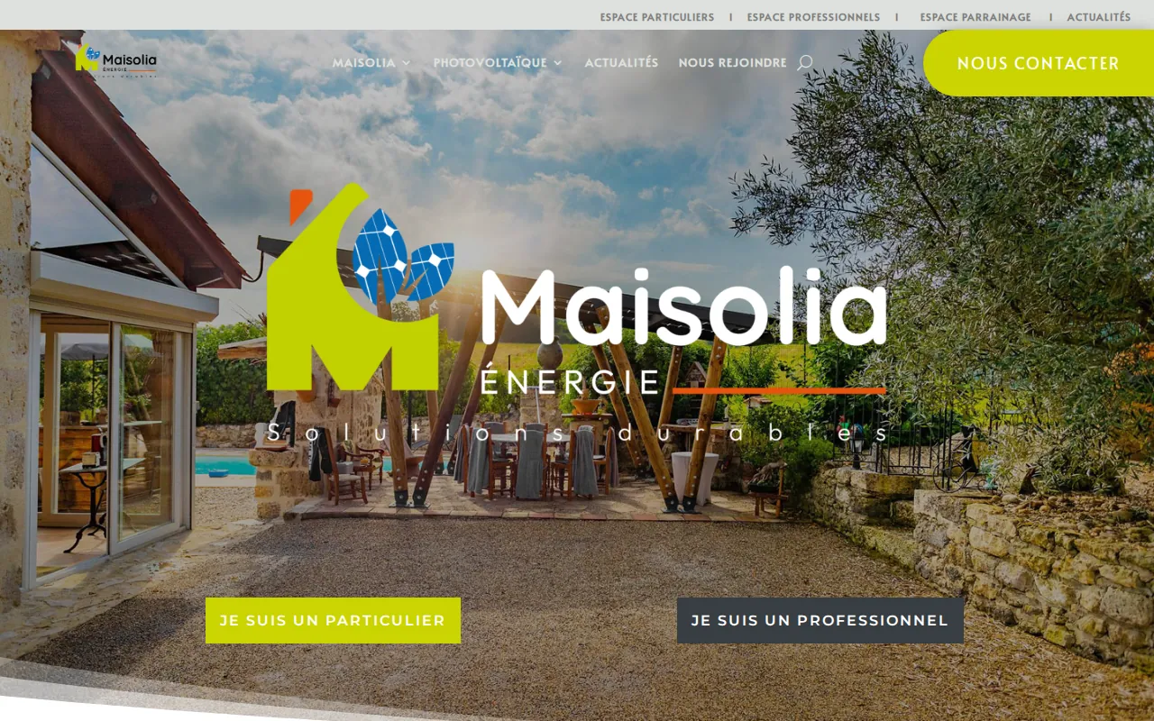 Aperçu du site MAISOLIA, PHOTOVOLTAÏQUE