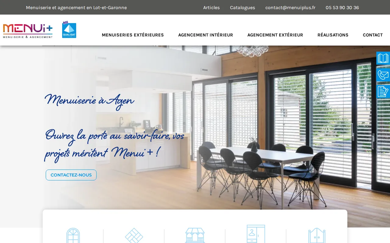 Aperçu du site MENUI+, MENUISERIE SUR MESURE