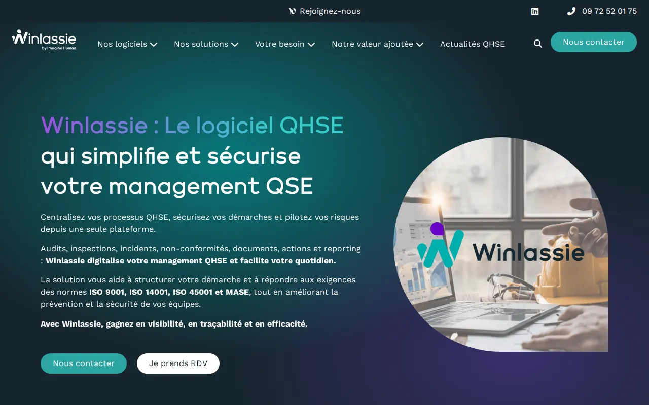 Aperçu du site WINLASSIE, ÉDITEUR DE LOGICIEL QHSE